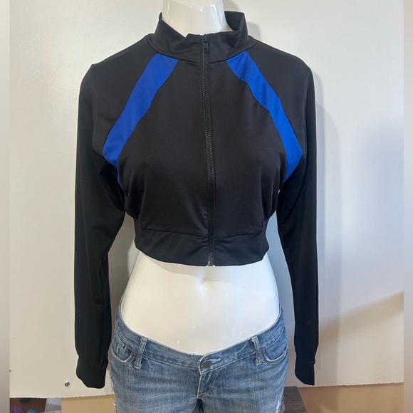 INFINITE PERFORMANCE WOMEN CROPPED WORKOUT ZIPPED LONG SLEEVES JACKET BLACK L - Picture 2 of 6